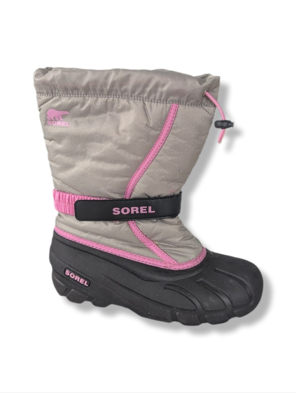 Sorel Big Girls Flurry Pink & Gray Winter Waterproof Boots